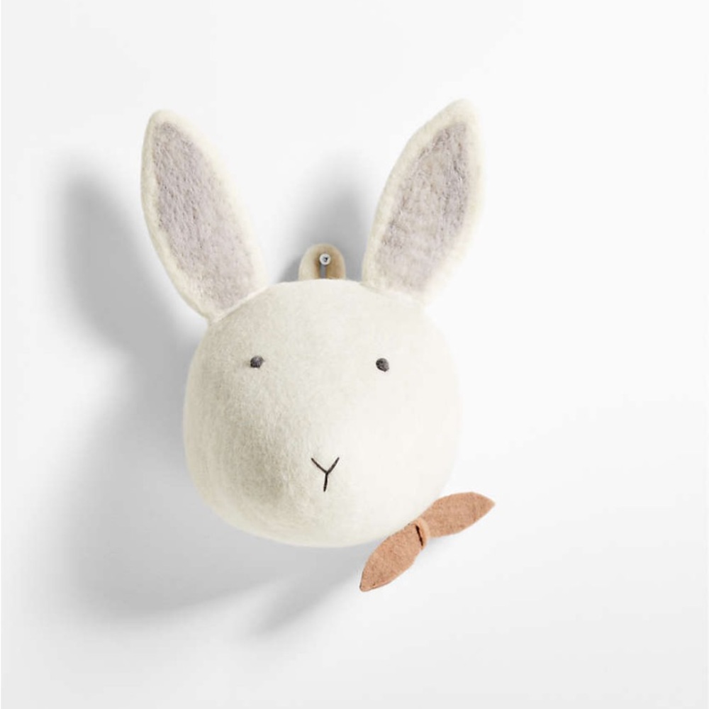 POTTERY BARN & KIDS Felt Bunny Animal Head Wall Decor- NEW